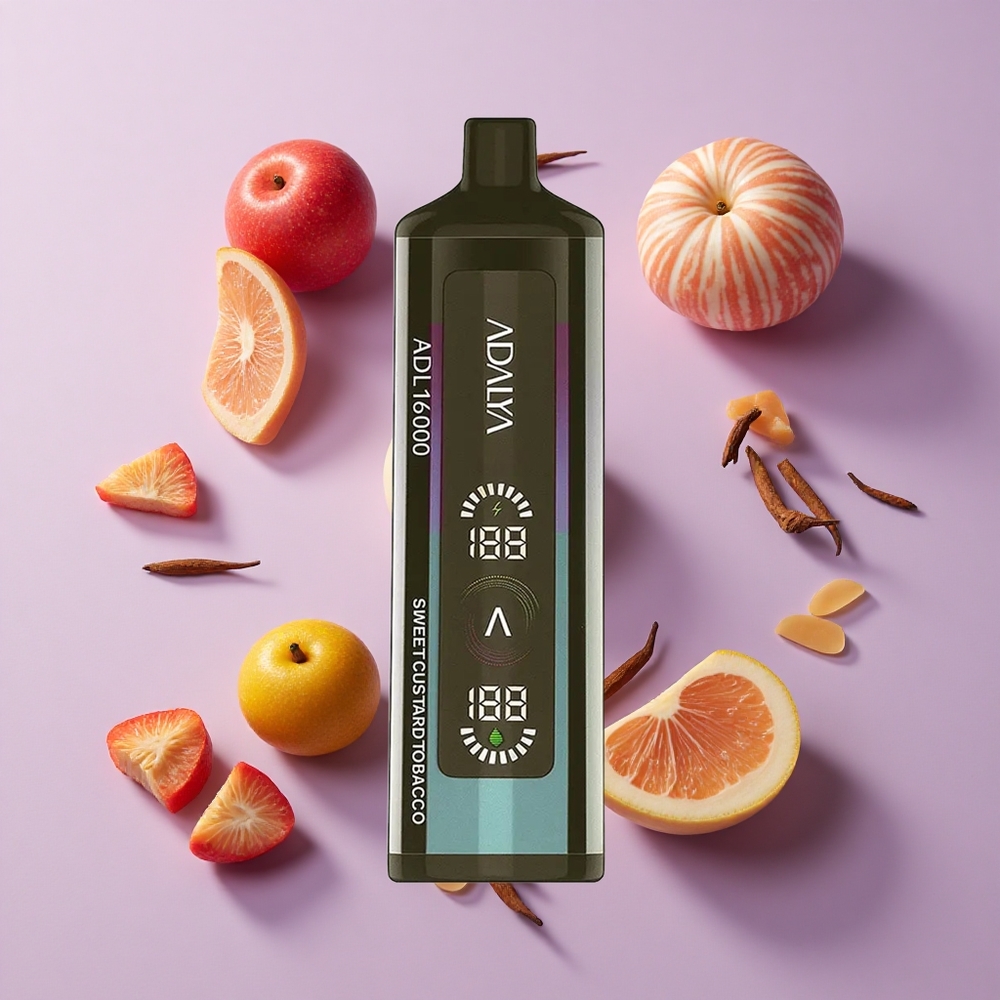Adalya ADL 16000 PRO Puffs Disposable Vape Sweet Custard Tobacco USB-C Digital Screen