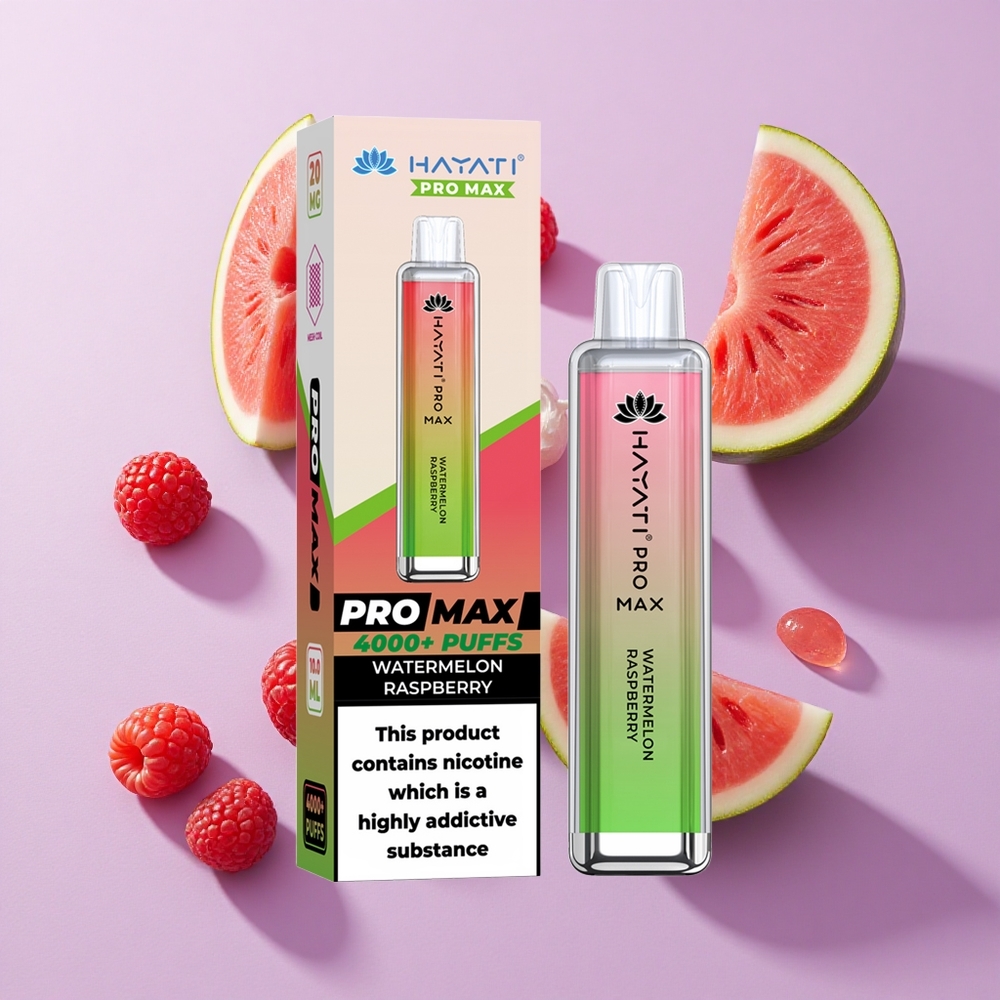 Hayati Pro Max 4000 Puffs Dual Mesh Coil Disposable Vape Watermelon Raspberry