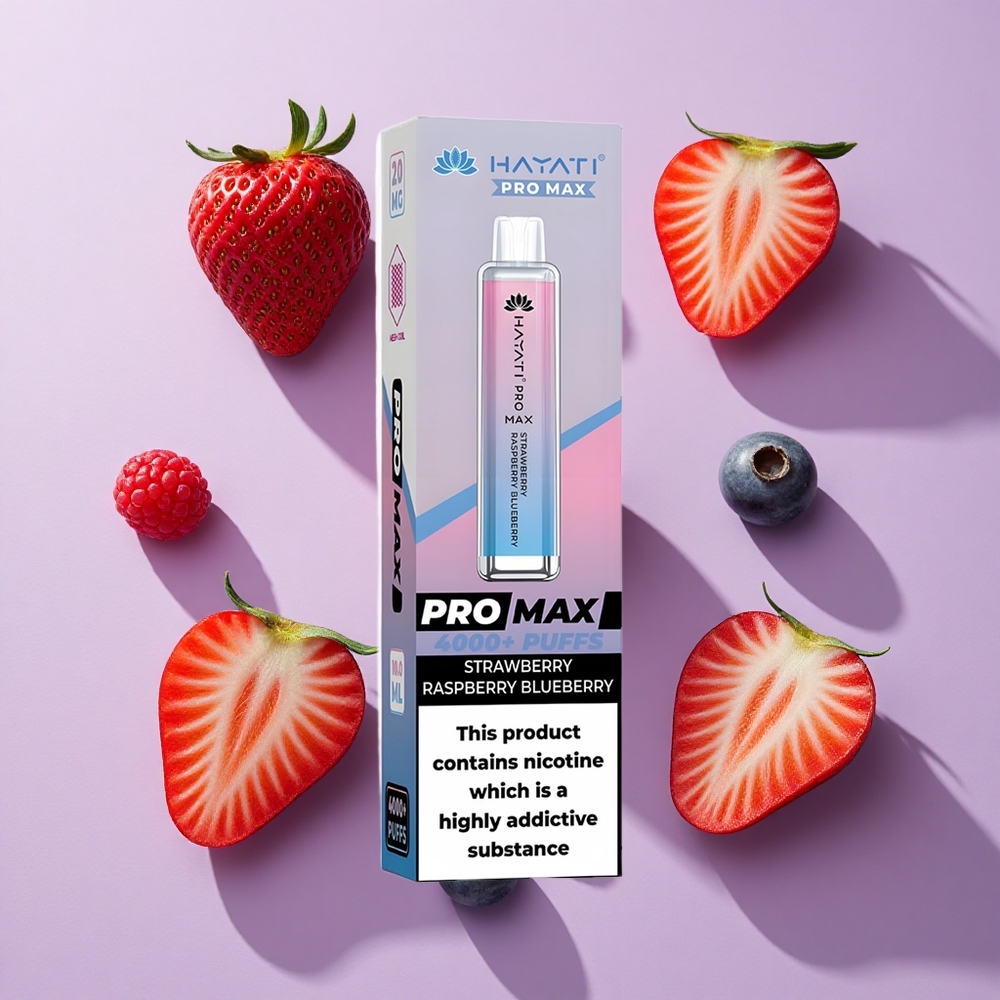 Hayati Pro Max 4000 Puffs Dual Mesh Strawberry Raspberry Blueberry