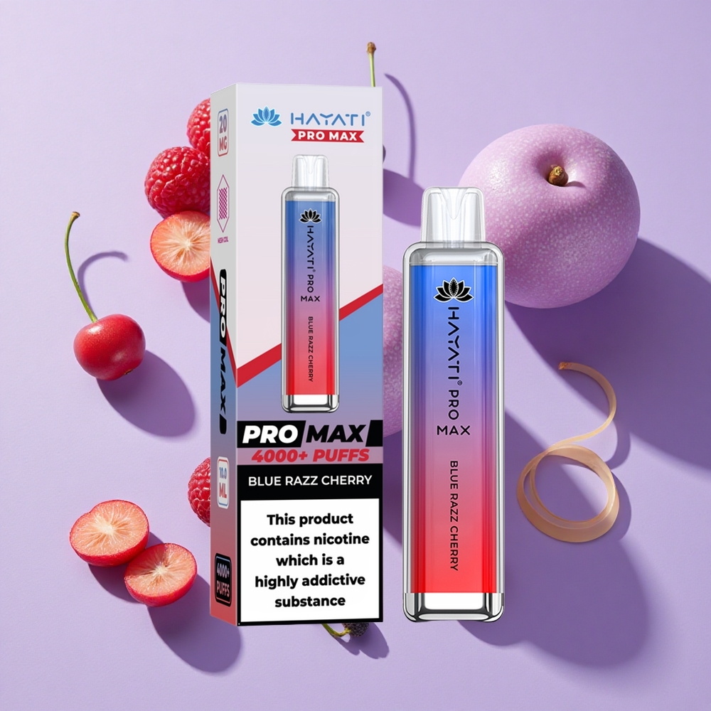 Hayati Pro Max 4000 Puffs Rechargeable Disposable Vape Blue Razz Cherry