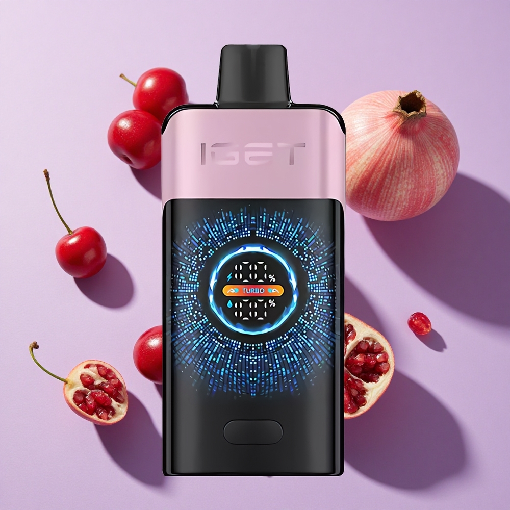 IGET ONE 12000 Puffs Disposable Vape Cherry Pomegranate with Large Curved Color Screen