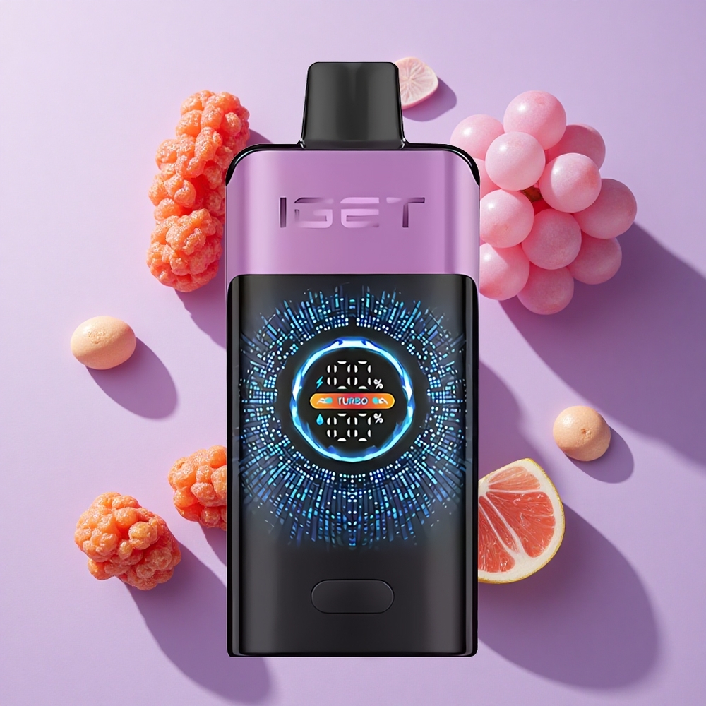 IGET ONE 12000 Puffs Disposable Vape Chupa Chups Grape with Large Curved Color Screen & 2700mAh Battery