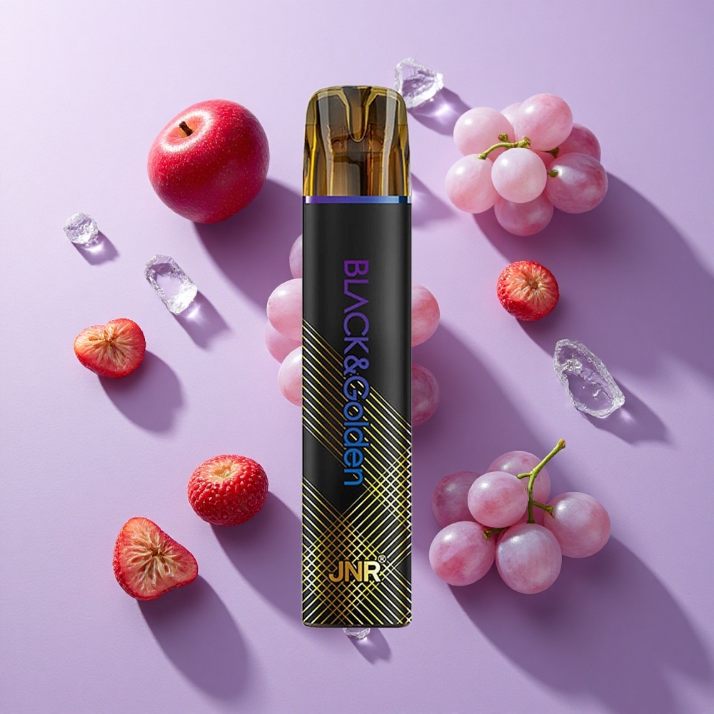 JNR Black&Golden 600+200 Puffs Disposable Vape Grape Ice