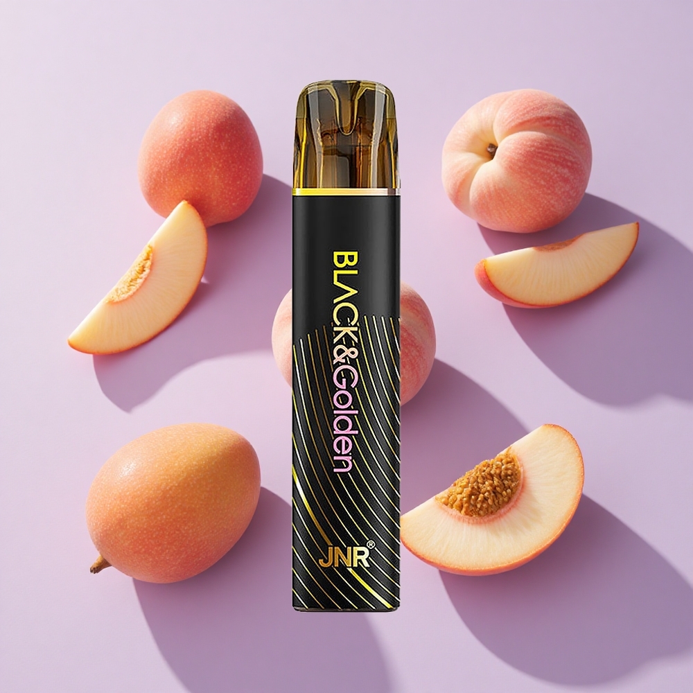 JNR Black&Golden 600+200 Puffs Disposable Vape Peach Mango