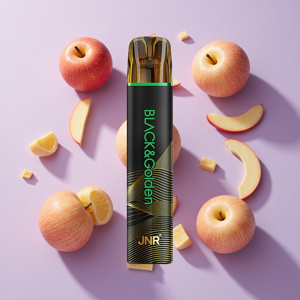 JNR Black&Golden 600+200 Puffs Disposable Vape Sour Apple