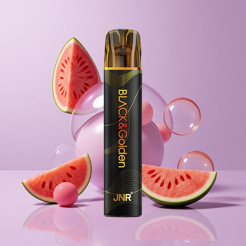 JNR Black&Golden 600+200 Puffs Disposable Vape Watermelon Bubble Gum
