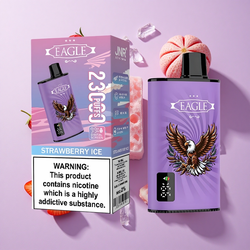 JNR EAGLE Smart 23000 Puffs Disposable Vape Strawberry Ice with Digital Screen & Type-C Charging