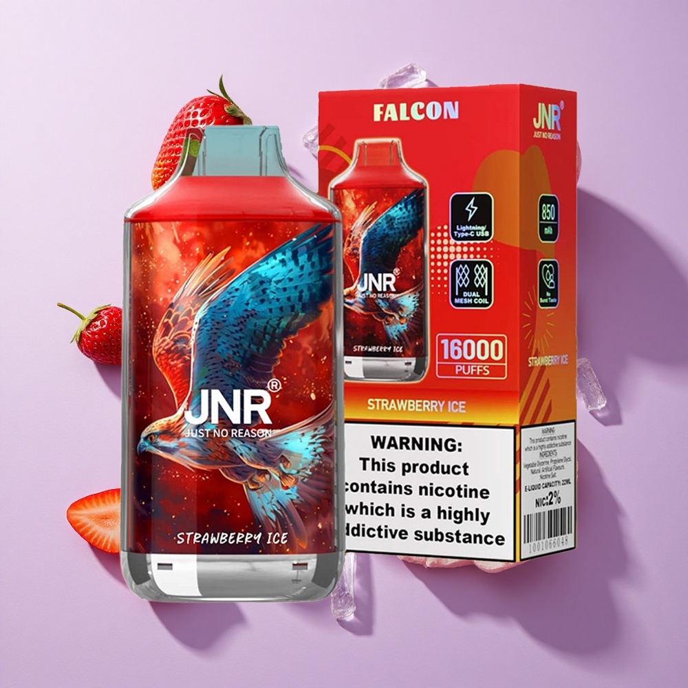 JNR Falcon 16000 Puffs 22ml Strawberry Ice Dual Mesh