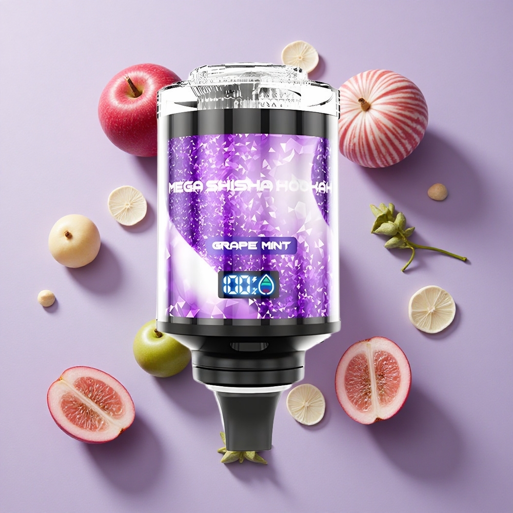 JNR Mega Shisha Hookah 100K Desktop Grape Mint Smart Screen