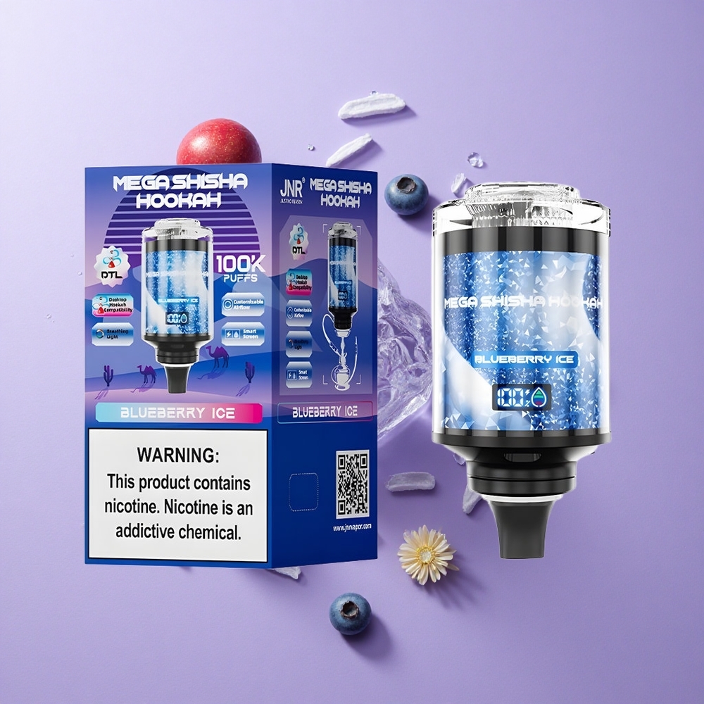 JNR Mega Shisha Hookah 100K Desktop Interactive Smart Screen Blueberry Ice