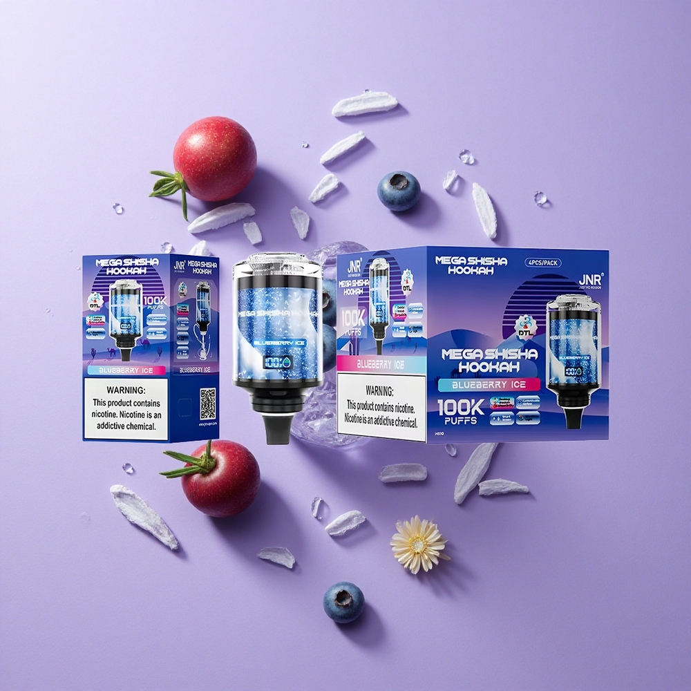 JNR Mega Shisha Hookah 100K Desktop Interactive Smart Screen Blueberry Ice