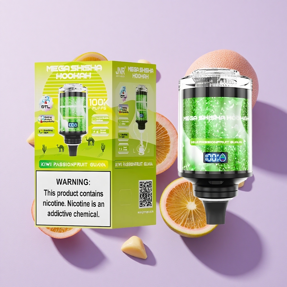 JNR Mega Shisha Hookah 100K Kiwi Passionfruit Guava Smart Screen Adjustable Airflow