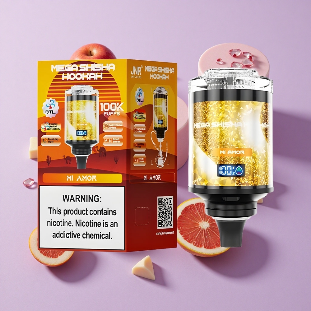 JNR Mega Shisha Hookah 100K Mi Amor with 60ml Capacity & Interactive Screen