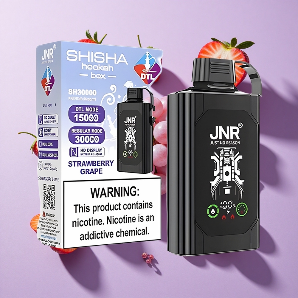 JNR Shisha Hookah Box 20500 Puffs Dual Mesh Strawberry Grape