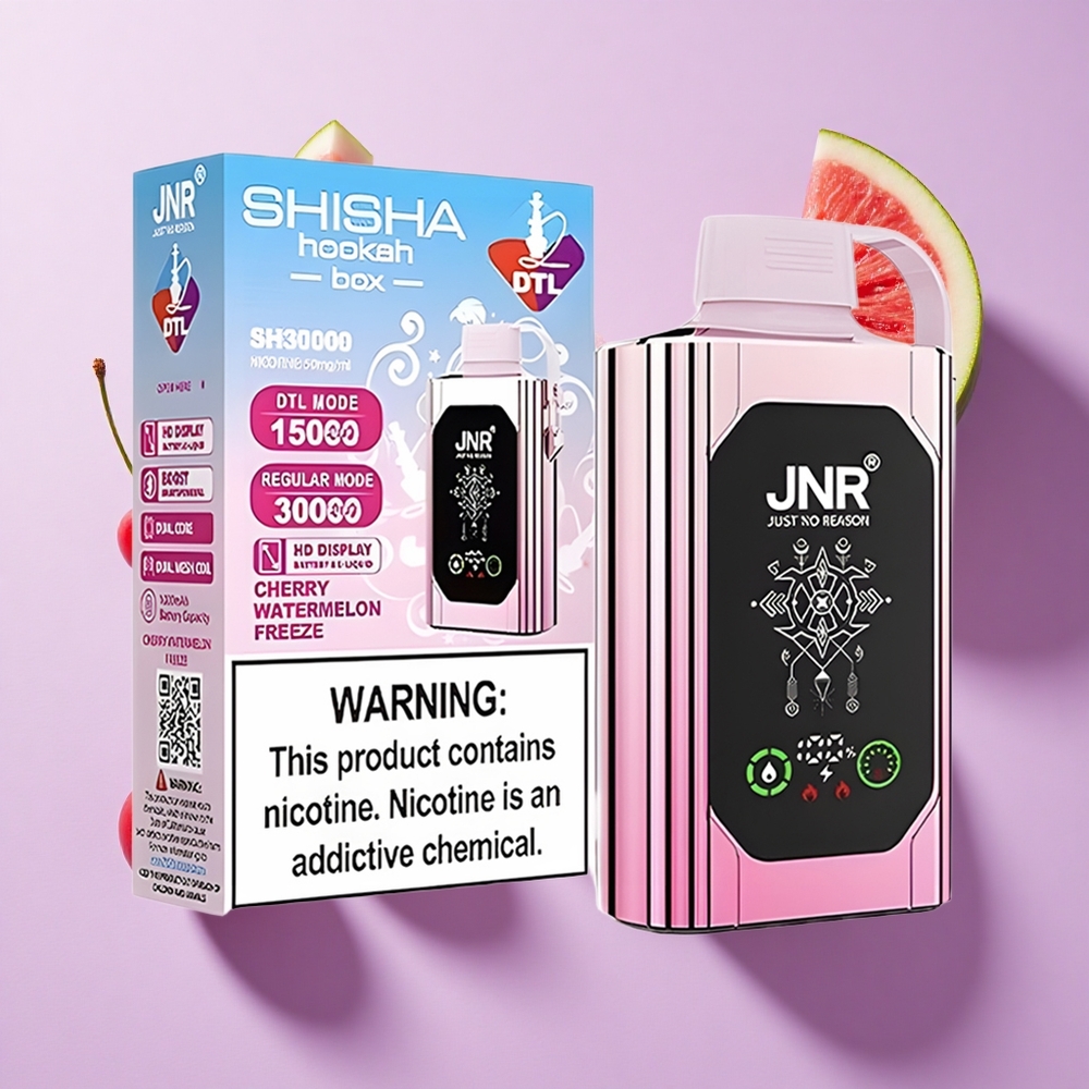 JNR Shisha Hookah Box 20500 Puffs HD Display Cherry Watermelon Freeze Dual Mesh Coil Type-C