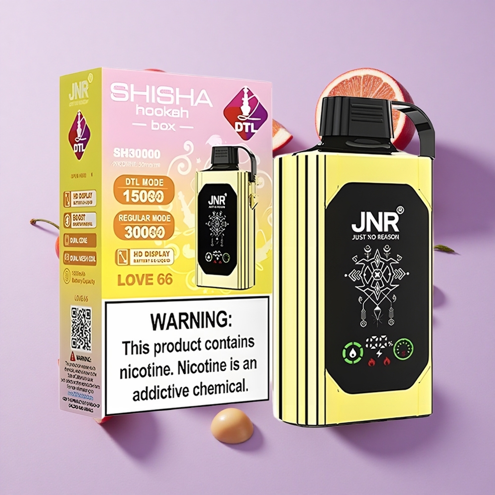 JNR Shisha Hookah Box 20500 Puffs HD Display Dual Mesh 25ml Love 66