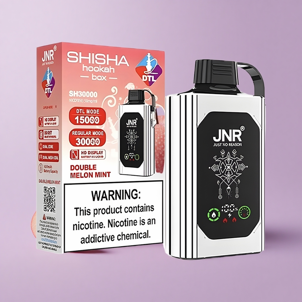 JNR Shisha Hookah Box 20500 Puffs HD Display Dual Mesh Coil Double Apple