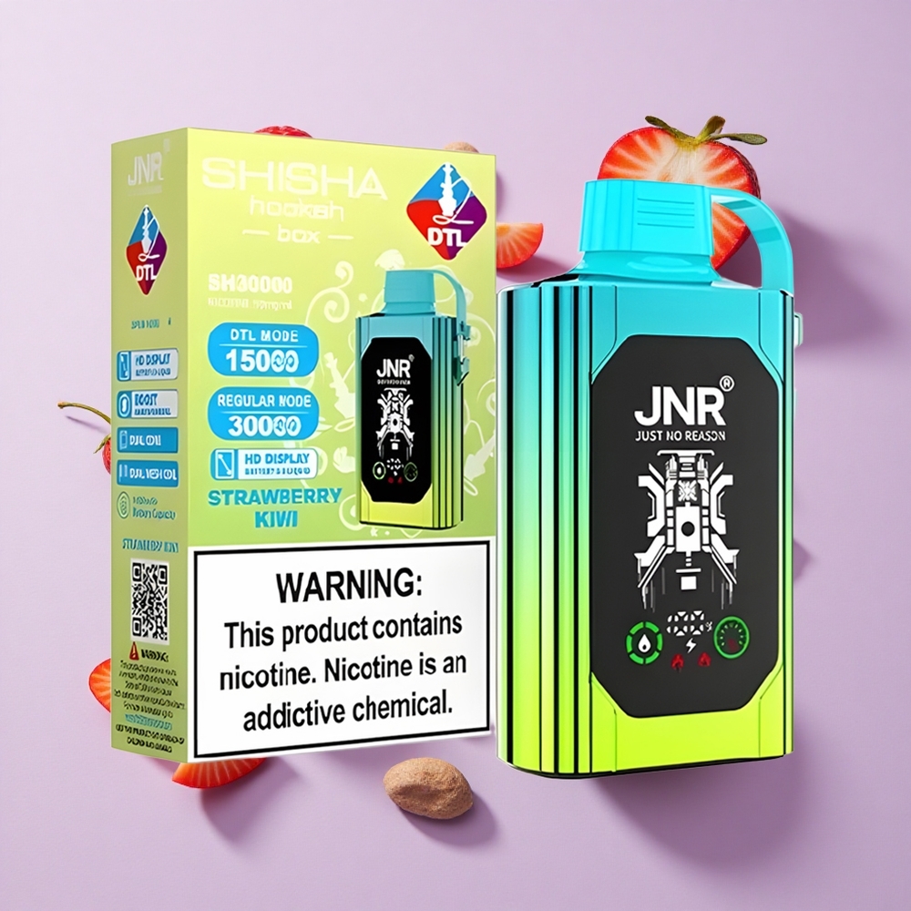 JNR Shisha Hookah Box 20500 Puffs HD Display Dual Mesh Strawberry Kiwi