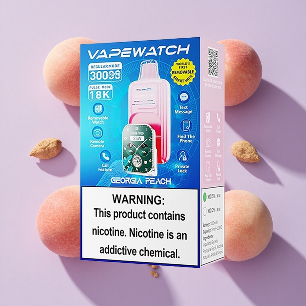 JNR Vape Watch 30000 Puffs Dual Mesh Coil Georgia Peach